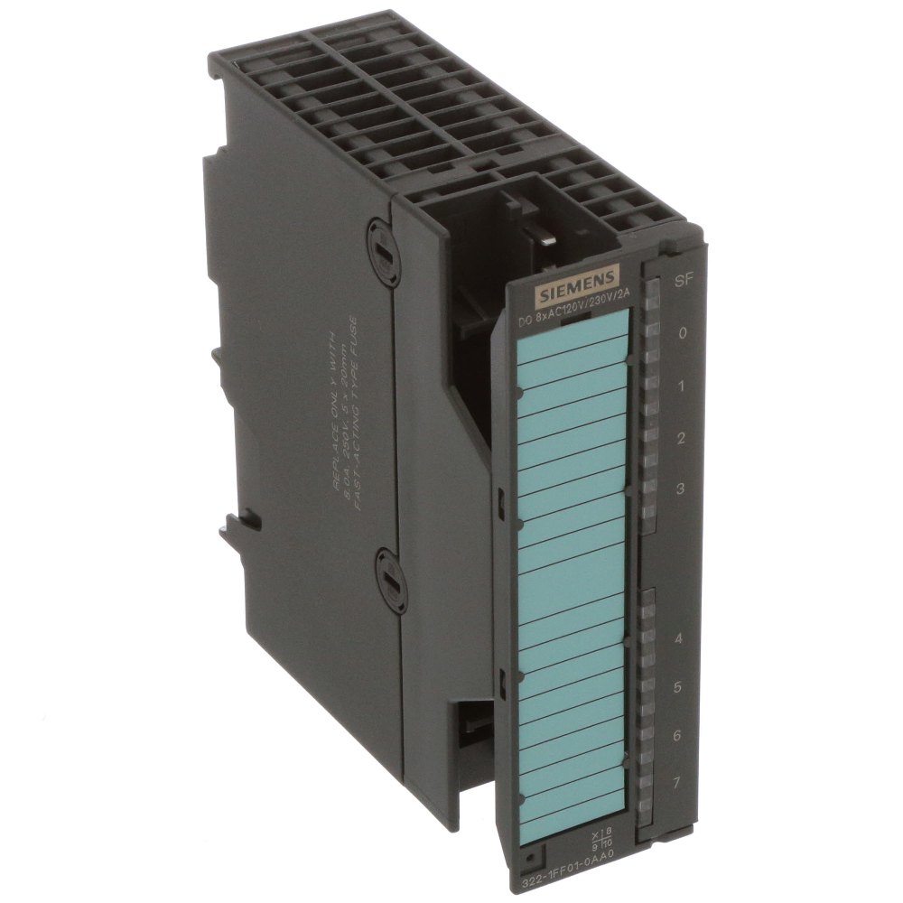 SIEMENS 6ES7322-1FF01-0AA0 S7-300, módulo de salidas digitales SM 322, aislado galvánicamente, 8 DO, 120/230 V AC, 1 A