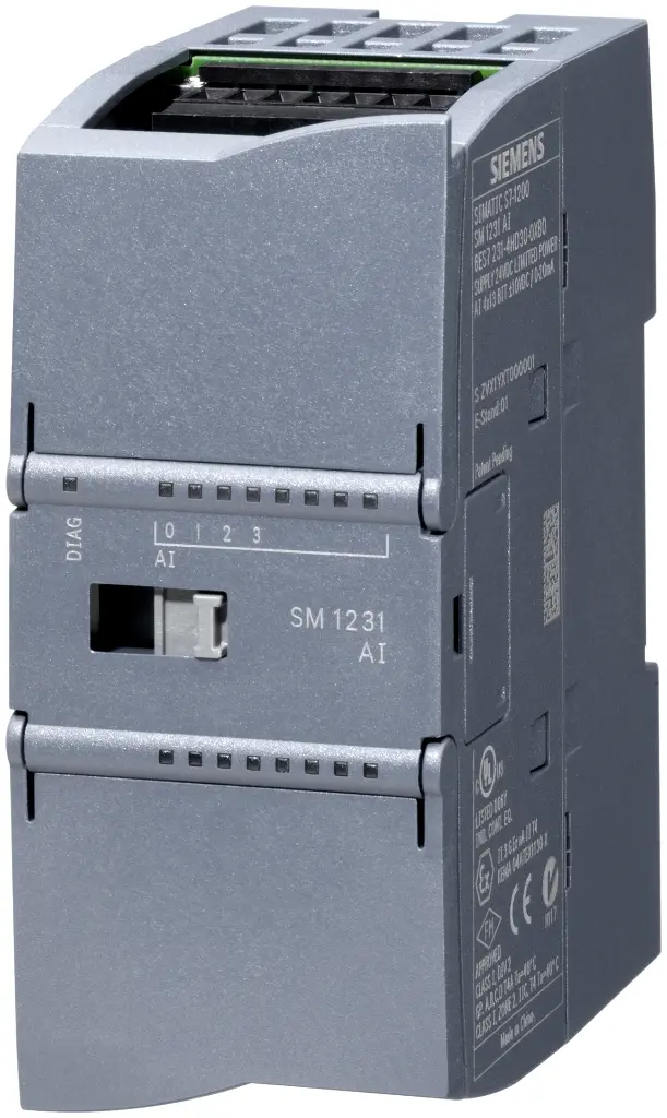 SIEMENS 6ES7231-4HF32-0XB0 S7-1200, módulo de entradas analógicas, SM 1231, 8 AI, +/-10V, +/-5V, +/-2,5V, o 0-20 mA/4-20 mA, 12 bits + signo o (13 bits ADC)