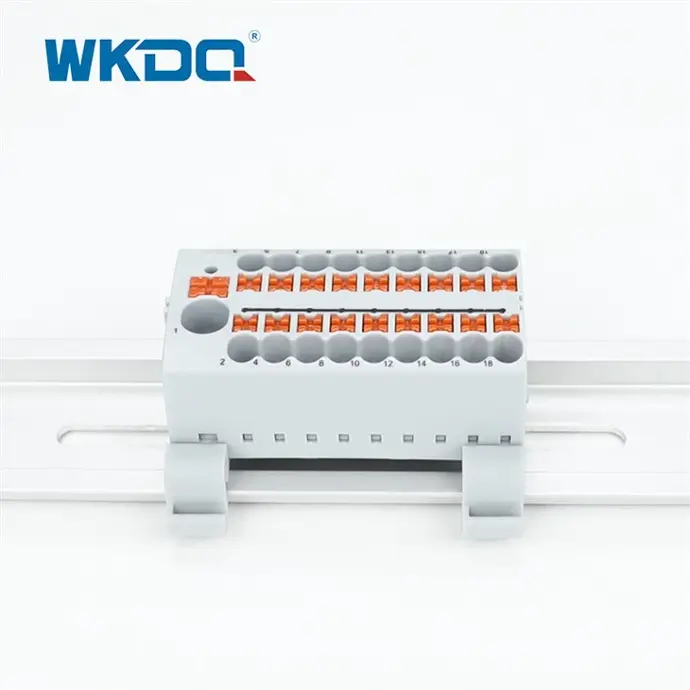 WKDQ JPTFIX6/18X2.5 bloque de distribución 1 in 18 out para riel DIN tipo Push In (alternativa Phoenix Contact PTFIX 6/18X2,5)