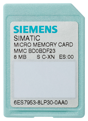 SIEMENS 6ES7953-8LP31-0AA0 S7-300, Micro Memory Card para S7-300/C7/ET 200, 3, 3 V Nflash, 8 Mbytes