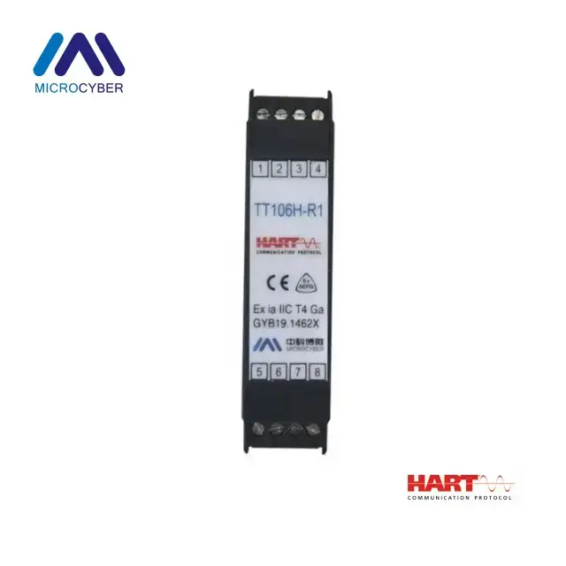 Microcyber NCS-TT106H-R1 Transmisor de temperatura HART riel DIN loop powered para Pt100 y termocuplas Ex ia IIC T4 Ga
