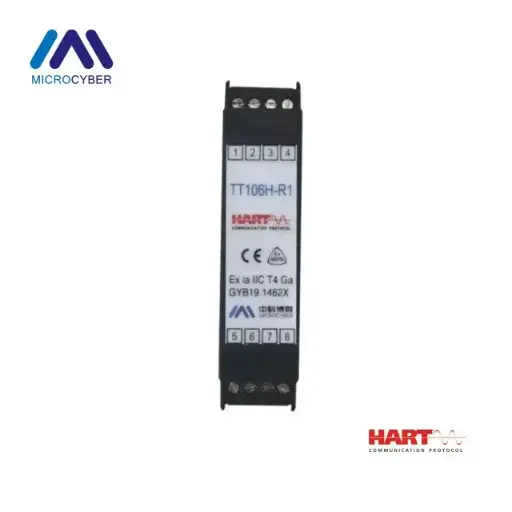 Microcyber NCS-TT106H-R1 Transmisor de temperatura HART riel DIN loop powered para Pt100 y termocuplas Ex ia IIC T4 Ga