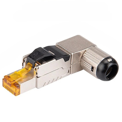 Lynkwylan Conector RJ45 a 90 grados CAT6A SFTP grado industrial blindado reutilizable sin herramientas ethernet